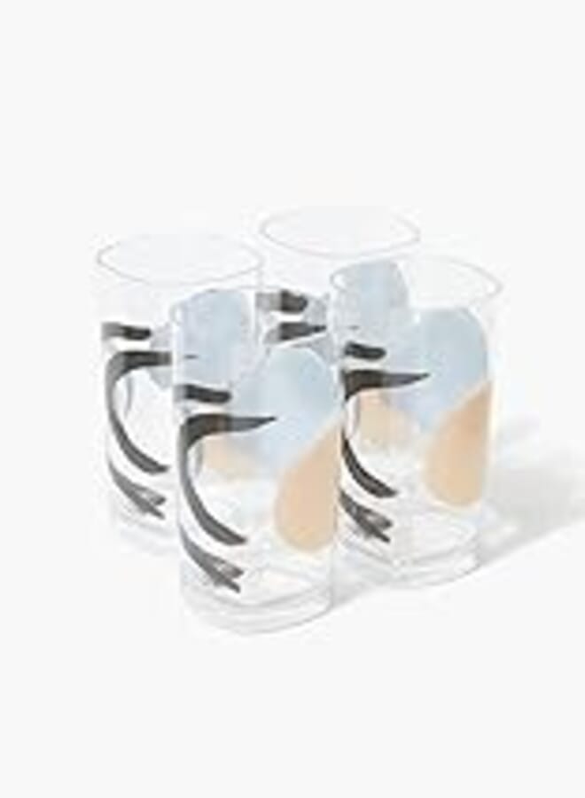 Matalan Connected High Ball Tumblers 4-Piece Set, 7.5 cm x 12 cm Size, Multicolour