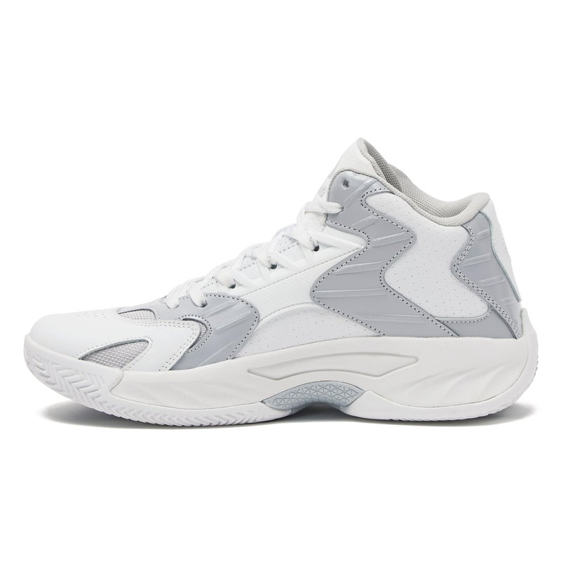 SHAQ Devastator 2.0 High Top Basketball Shoes for Men, Indoor or Outdoor Court Basketball Mens Sneakers - Black, White, Green or Blue Size 8 to 13 - White/Light Grey, 10 Medium - Image 3