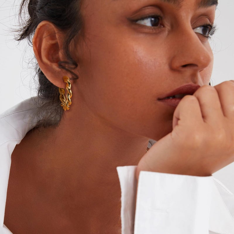 THUNARAZ 9 Pairs Clip on Earrings for Women 14K Gold Plated Chunky Hoop Clips Earring Trendy Clip on Hoop Earrings for Women Non-Pierced Fake Jewelry - Image 3