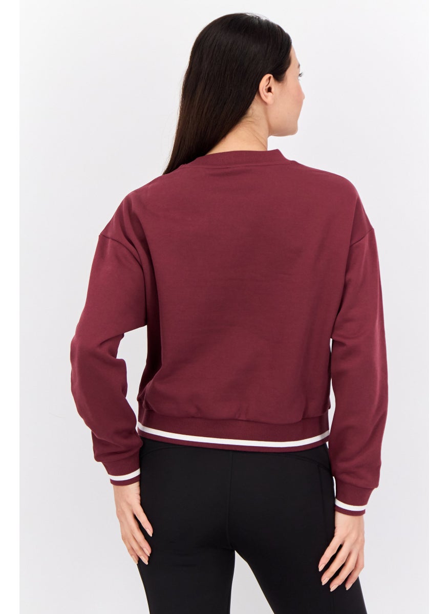 PUMA Women Relaxed Fit Long Sleeves Outdoor Sweatshirts, Dark Maroon  - Image 2