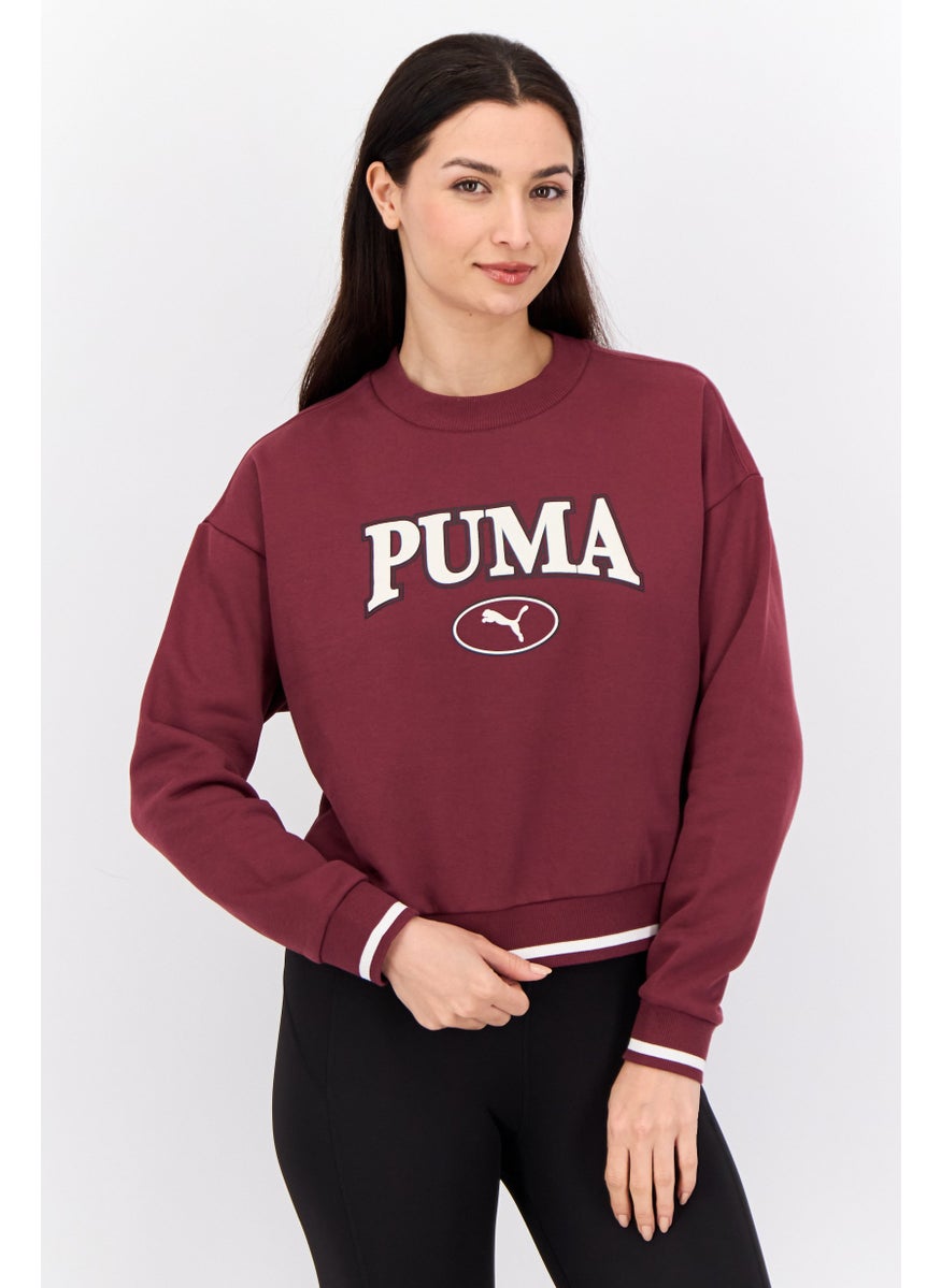 PUMA Women Relaxed Fit Long Sleeves Outdoor Sweatshirts, Dark Maroon  - Image 1