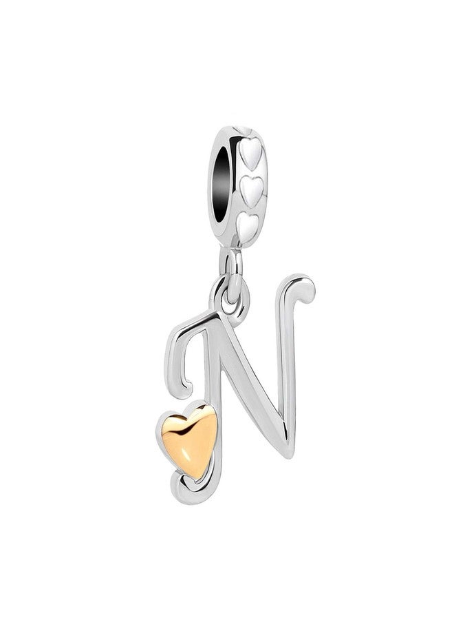 SBI Jewelry Letter N Charm fits Pandora Bracelets Necklace Pendant Initial Alphabet N Dangle Charm for Women Birthday Jewelry Gifts - Image 1