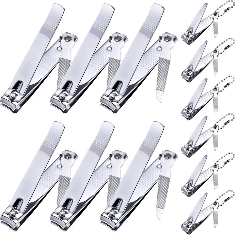 Bememo Bememo 12 Pieces Stainless Nail Clippers Set Fingernail and Toenail Clippers Nail Cutter Tool Set for Men and WomenSilver