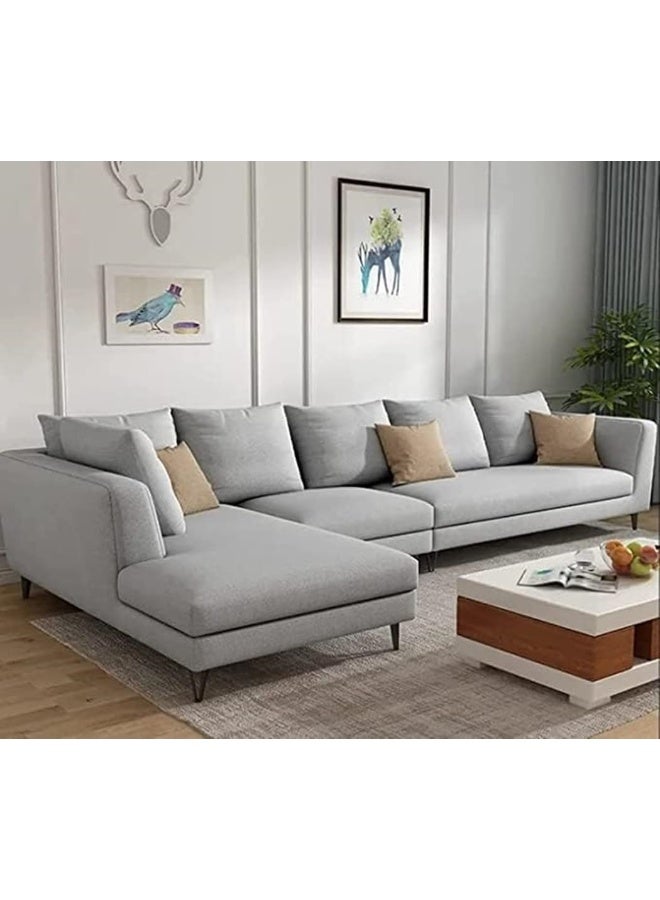 Zayn comforts Nordic style L shape wooden sofa set designs living room, drawing room office school sofa set (Right, Light Grey) - Image 1