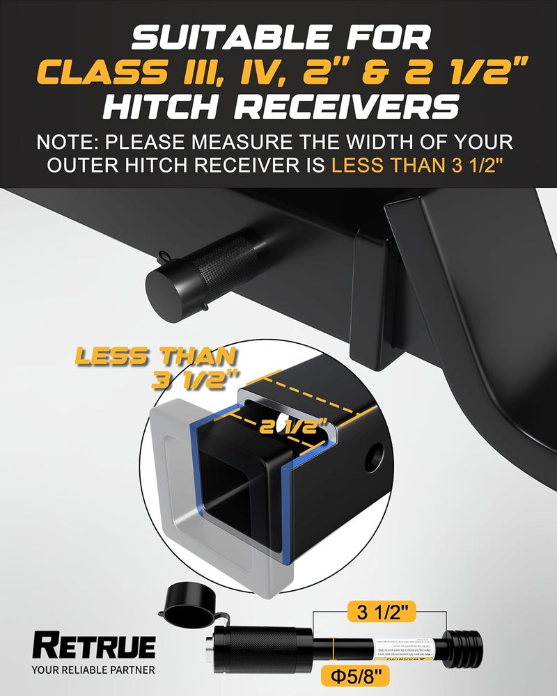 RETRUE Hitch Receiver Pin Lock, Trailer Receiver Lock with 5/8" Pin for Class III IV 2" and 2-1/2" Receiver, for Hitch Bike Rack Tray Ball Tow Rope for Trailer Truck Car Boat (1 Pack, 5/8 inch pin) - Image 2