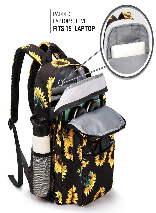 ZORFIN 26L Backpack for College, and Travel: Water Resistant Bookbag, Sunflower Black, 16.5 Inch, Classical Basic Backpack for School Travel - Image 3