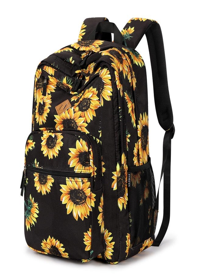 ZORFIN 26L Backpack for College, and Travel: Water Resistant Bookbag, Sunflower Black, 16.5 Inch, Classical Basic Backpack for School Travel - Image 1