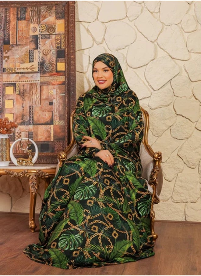 زمرد - ثوب صلاة بحريني - مطبوع عملي مع غطاء الرأس من زمرد فاشون - Image 1