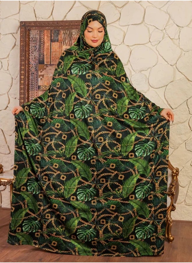 زمرد - ثوب صلاة بحريني - مطبوع عملي مع غطاء الرأس من زمرد فاشون - Image 1