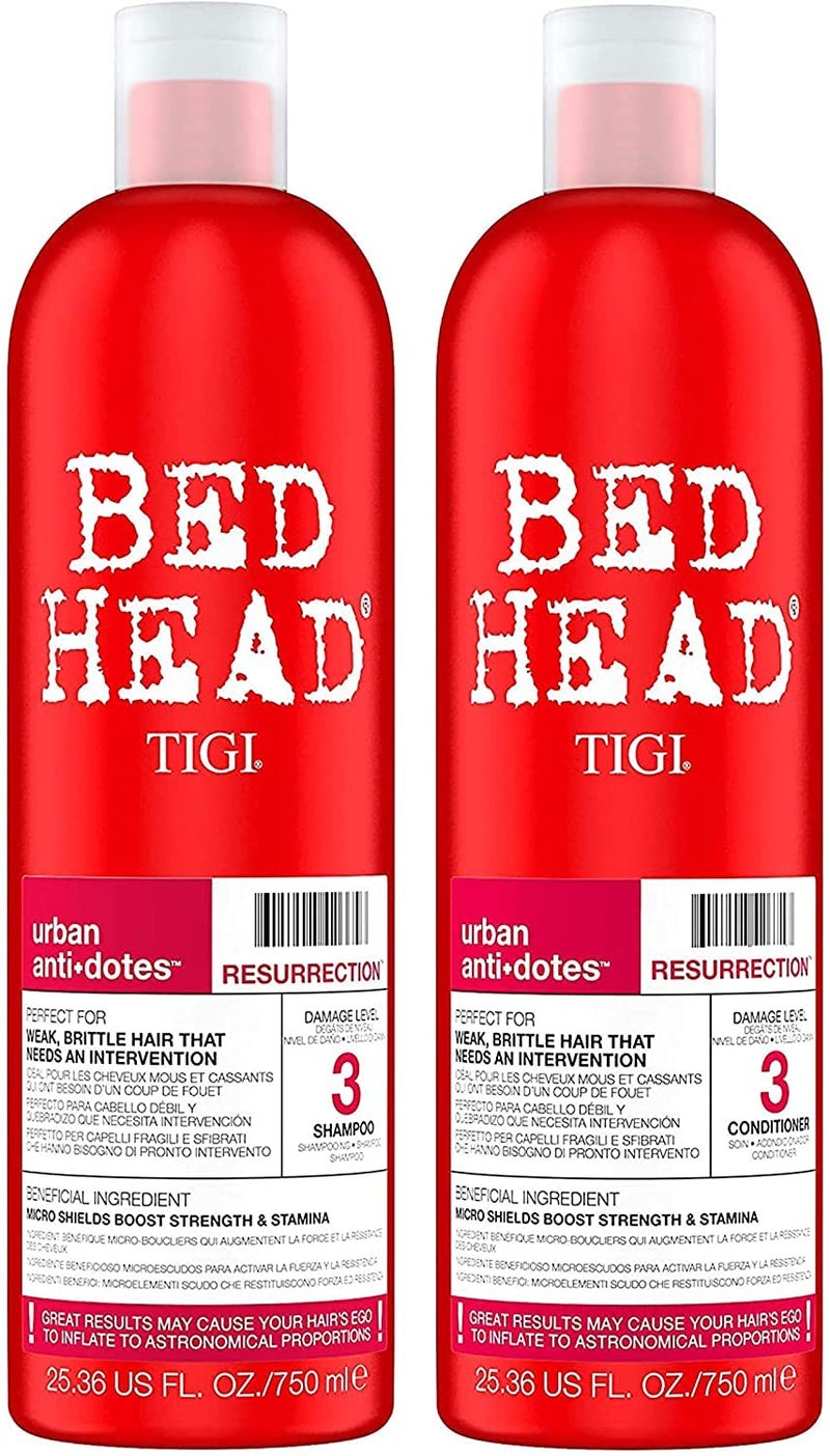 Bed Head by TIGI Urban Antidotes Resurrection Shampoo and Conditioner for Damaged Hair 25.36 fl oz 2 count