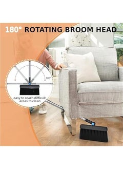 Dustpan and Brush Set Long Handled, 180 Rotating Sweeping Brush, 48" Stainless Steel Handle Broom with Comb Teeth for Indoor Outdoor Garden Home Room Kitchen Office Lobby (Blue) - pzsku/Z5FE4DA9694D6C008121AZ/45/_/1725336686/98fb7604-9463-48ad-a4b3-f1cd1f794c9b