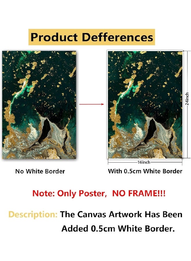 Home Trove - Green Gold Marble Canvas Wall Art Abstract Marble Texture Green Black and Gold Picture Glitter Fluid Modern Abstract Dark Green Gold Foil Lines Marble Canvas Art Living Room Decor 16x24in x 3pcs No Frame - Image 1