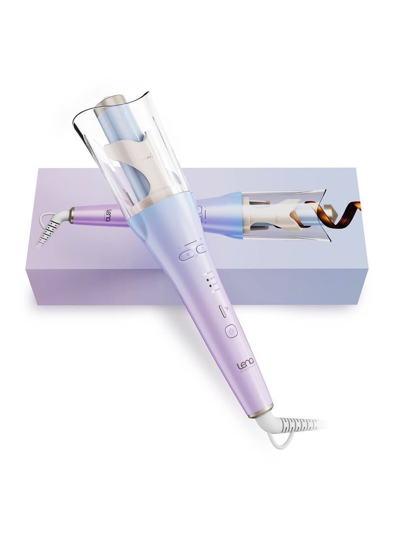 Lena - LENA Geniecurl Auto Hair Curler Ion Wrap Transparent Curling Wand with 1 Ceramic Ionic Barrel and Smart AntiStuck Sensor Pro Styling Tool for Long and Medium Length Hair - Image 1
