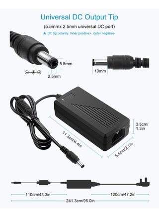 12V 5A Power Supply 12 Volt 60W Power Adapter 100~240V AC to DC 12V Converter LED Driver Transformer 5.5X 5.5mm 2.5mm for LED Light Strip Security Cameras Webcam Radio transceiver - view 2