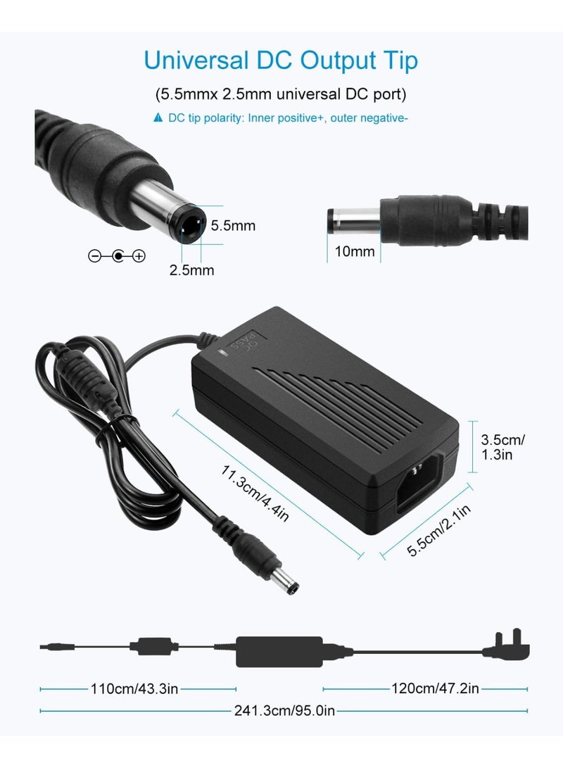 Salab 12V 5A Power Supply 12 Volt 60W Power Adapter 100~240V AC to DC 12V Converter LED Driver Transformer 5.5X 5.5mm 2.5mm for LED Light Strip Security Cameras Webcam Radio transceiver - Image 2