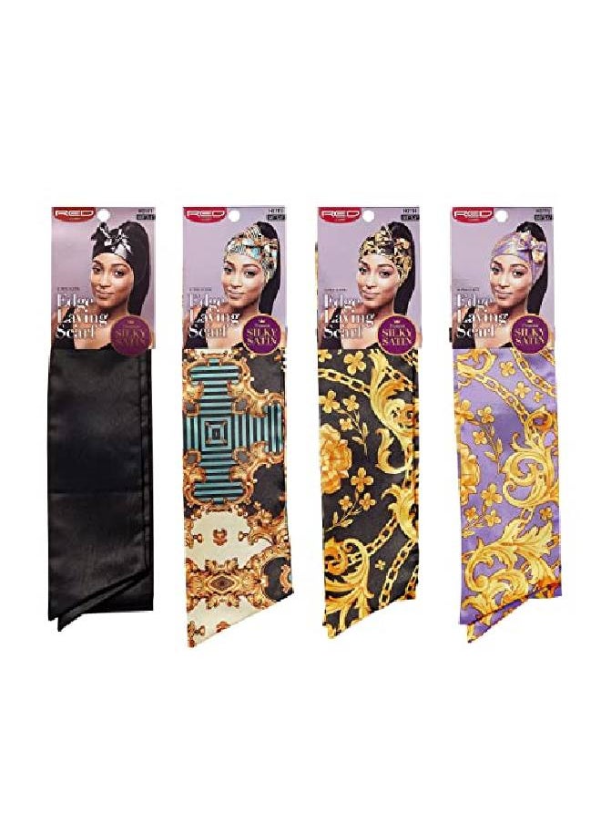 Red by Kiss Edge Laying Scarf Wrap For Hair Edge Silky Satin Scarf 4 Pack  - Image 3