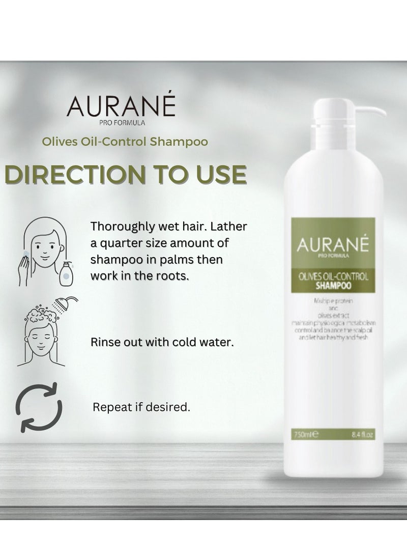 AURANE Olives Oil Control Shampoo 750ml- Professional Hair Care for Oil Control- Balancing and Purifying Formula- Cleanses and Refreshes Scalp- Helps Reduce Excess Oil- Nourishes Strengthens Hair  - Image 5