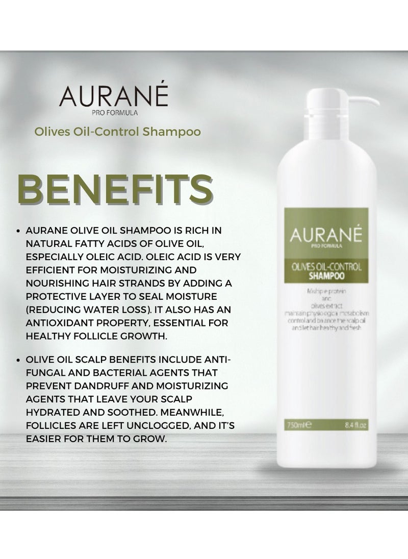 AURANE Olives Oil Control Shampoo 750ml- Professional Hair Care for Oil Control- Balancing and Purifying Formula- Cleanses and Refreshes Scalp- Helps Reduce Excess Oil- Nourishes Strengthens Hair  - Image 3