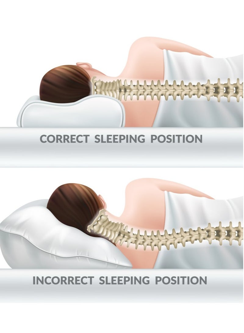 اتش تي مخده طبيه للوقايه من آلام الرقبه والعمود الفقري والحصول على وضعيه نوم صحية , اوف وايت , 60*35* - Image 4