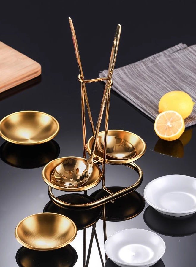 مورلايف مغارف حساء عمودية من الستانلس ستيل، حامل معالق مزدوجة، حامل ادوات الطبخ، مسند ملاعق للموقد والمعالق والمغرفة - Image 2