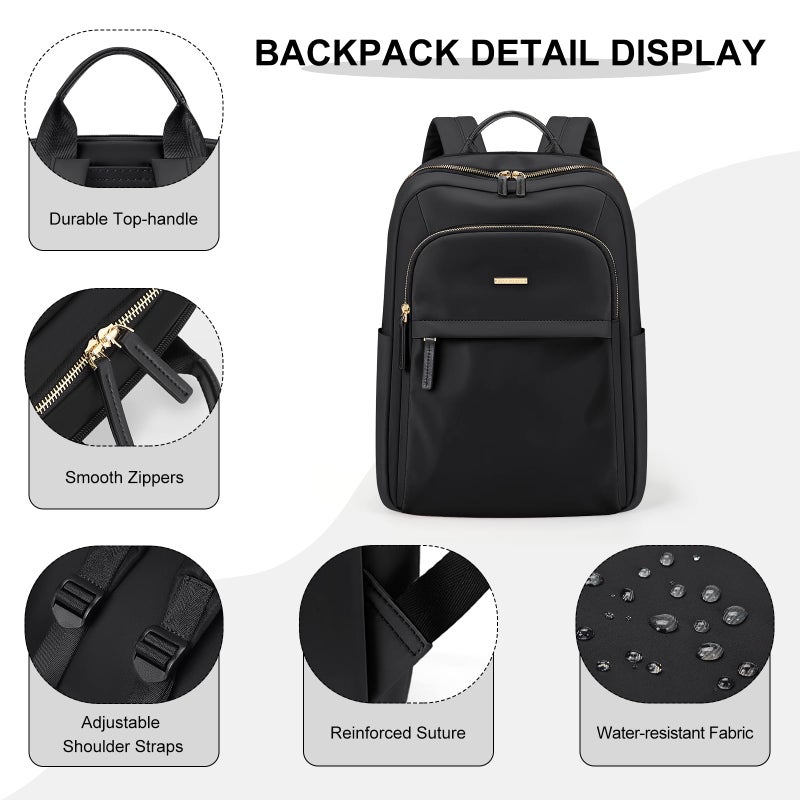GOLF QUALITY Laptop Backpack for Women Travel Work Commute Casual Daypack Backpack Purse Computer Bags Fit 14 Inch Notebook (Black) - Image 5