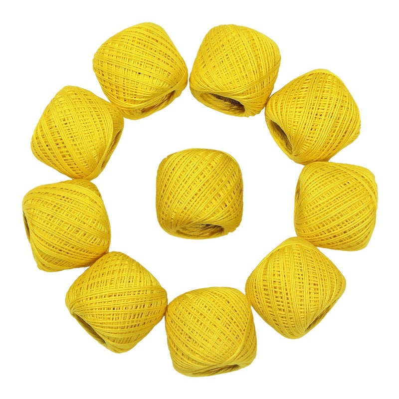 CORIOX Crochet Thread Set Of 10 Ball Crochet Cotton Thread Yarn For Knitting & Craft Making. Size 20 Gram 55 To 60 Mtr Approx (Yellow), 230 Gm - Image 2
