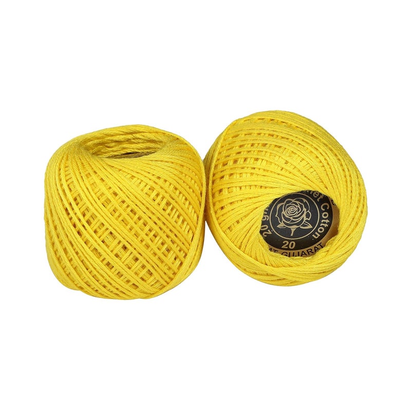 CORIOX Crochet Thread Set Of 10 Ball Crochet Cotton Thread Yarn For Knitting & Craft Making. Size 20 Gram 55 To 60 Mtr Approx (Yellow), 230 Gm - Image 3