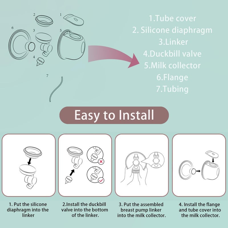 TOVVILD Breast Pump Accessories 8oz Milk Collection Cup, Compatible with Spectra S1/S2/S9, Not Original Spectra Part, Replacement 24mm Flange Milk Collector Cup Tubing Parts, 2 Pack - Image 3