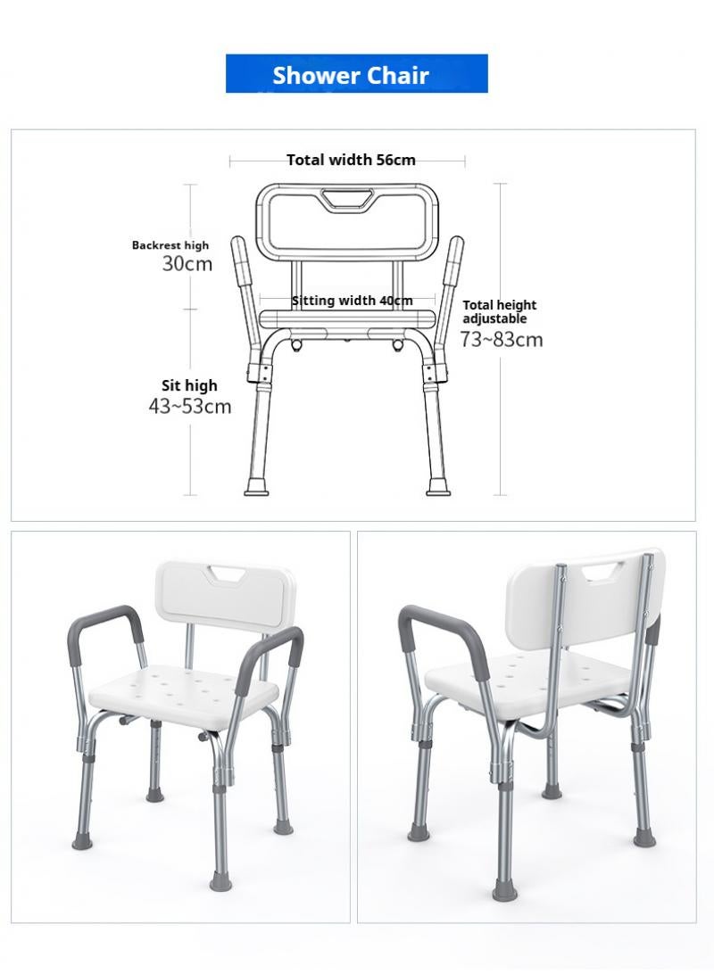 General Bathing Chairs For The Elderly Pregnant Women Shower Chairs Shower Chairs  Aluminum Alloy Anti Slip Shower Chairs Half Pack Armrest Shower Chair Big Foot Pad Style  - Image 2