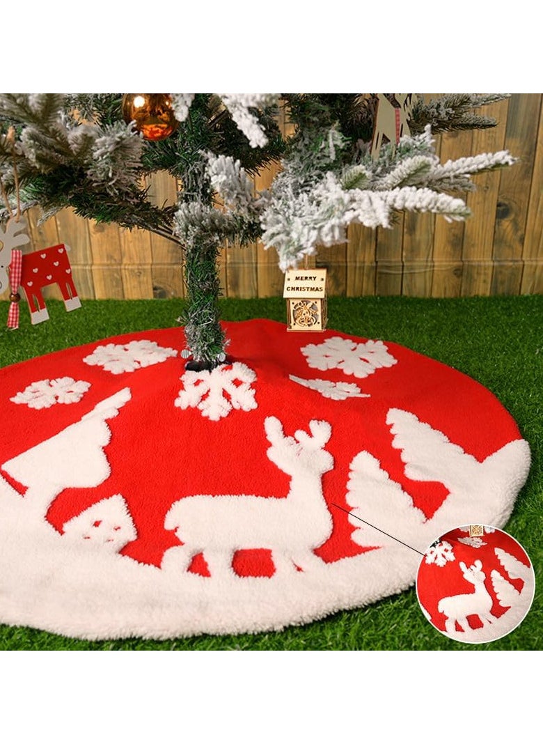 AUTOYSUR Christmas Tree Skirt 48 in/120cm Large White Red Faux Fur Xmas Tree Skirt for Christmas Holiday Home Decorations  - Image 3