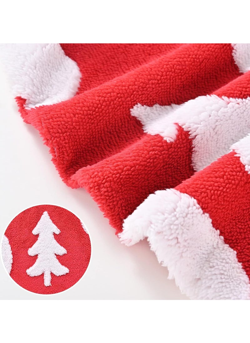 AUTOYSUR Christmas Tree Skirt 48 in/120cm Large White Red Faux Fur Xmas Tree Skirt for Christmas Holiday Home Decorations  - Image 4
