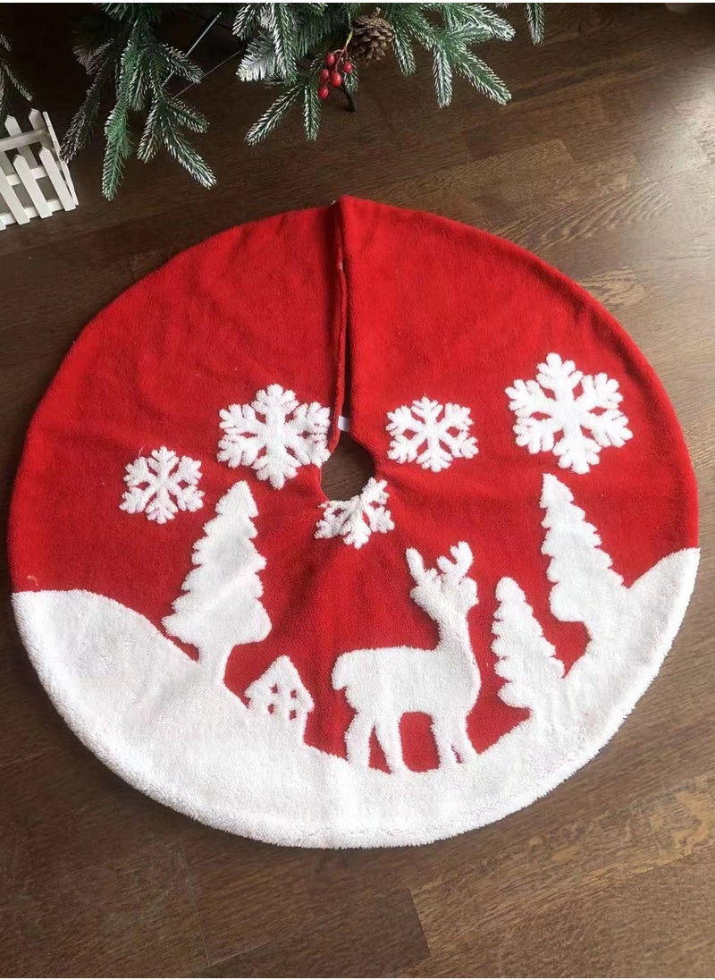 AUTOYSUR Christmas Tree Skirt 48 in/120cm Large White Red Faux Fur Xmas Tree Skirt for Christmas Holiday Home Decorations  - Image 1