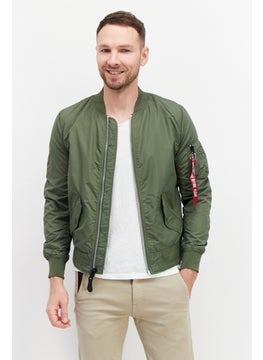 Alpha Industries Men Solid Bomber Jacket, Olive  - Image 1