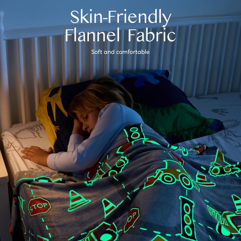 Joiedomi Glow in The Dark Blanket Construction Gifts for Boys Age 2 3 4 5 6 7 8 9 10 11 12 Year Old Boy Gifts, Soft Cozy Flannel Kids Throw Blanket, Birthday Bedroom Decor 50"Ã—60" - Image 4