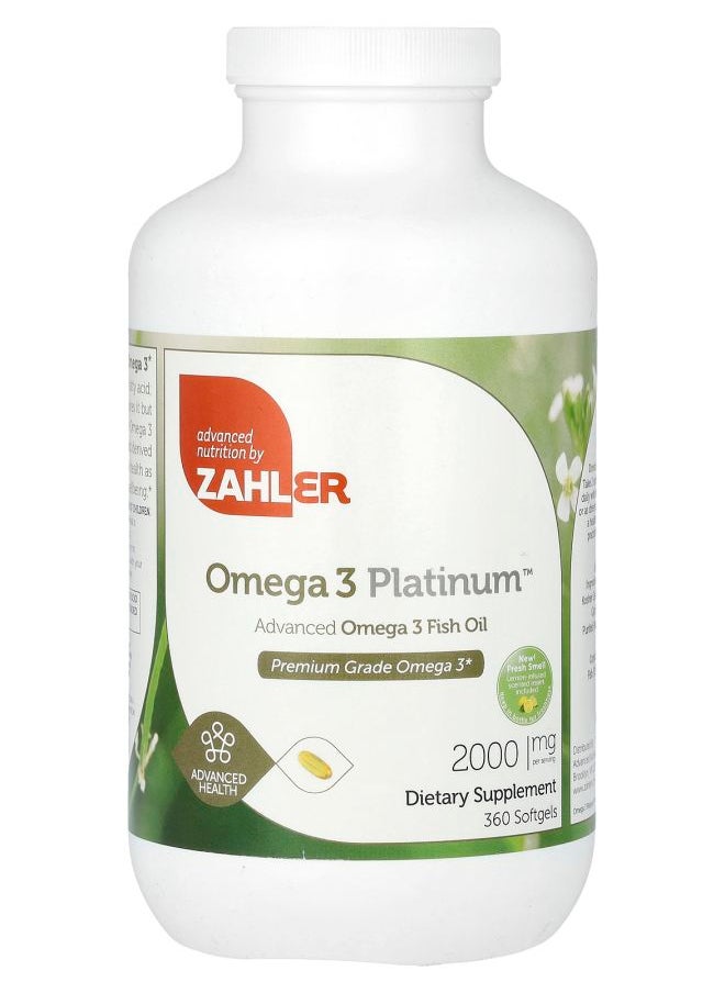 Zahler - Omega 3 Platinum Advanced Omega 3 Fish Oil 2000 mg 360 Softgels (1000 mg Per Softgel) - Image 1