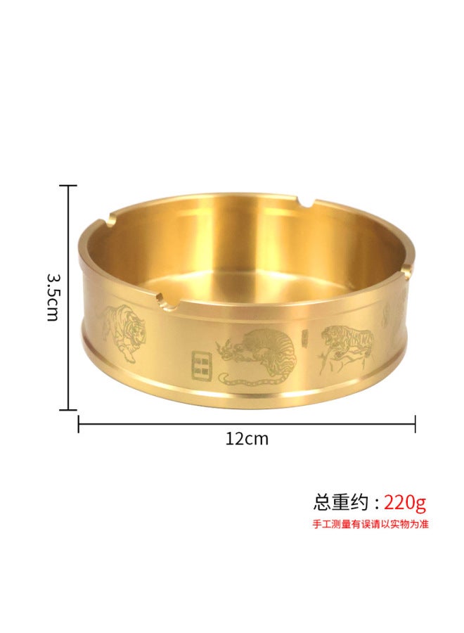 Brass Wuniu Ashtray With Lid Household Living Room Fly Ash-proof High-end Office Chinese Creative Vintage Ornaments