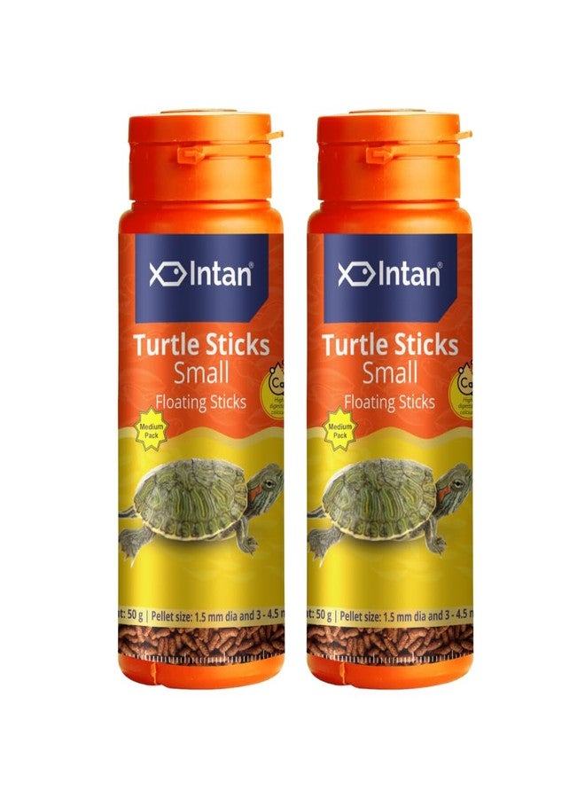 Intan Aquatic Intan Turtle Food for All Life Stages for Growth & Health | Small Floating Sticks Suitable for Turtles | Nutritious Fish Feed for Better Health | Medium Pack 50 Gm Each, 1.5 mm Dia, Pack of 2 - Image 1