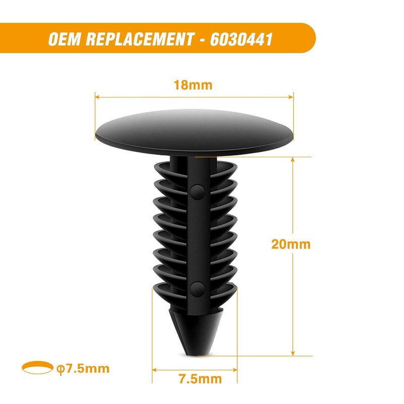 GOOACC 60Pcs Blind Rivet Fender Flare Rocker Moulding Bumper Shield Retainer Clip Assortment 6506007AA 68039280-AA 6030441 Replacement for Jeep Wrangler Chrysler Ford GMC and Fastener Remover - Image 3