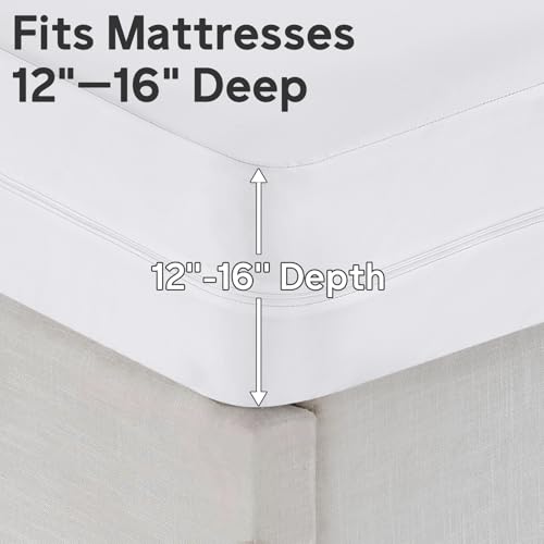 QUWOU Queen Mattress Protector(12’’-16” Depth) – Premium Six-Sided Waterproof Mattress Cover Bed Cover,Zippered Mattress Encasement for Bed, Noiseless Breathable Machine Washable,White - Image 5
