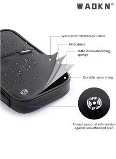 WAOKN Wallet, Family Passport and Document Holder, RFID Blocking Travel Document Holder Organiser Waterproof Passport Wallet for Women Men for ID Card Credit Cards Flight Tickets Money Coins Phone-Black  - Image 3