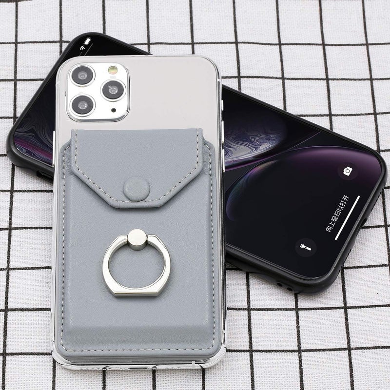 YUNCE RFID Card Holder & Ring Stand for iPhone, Android, All Smartphones - Light Grey - Image 5
