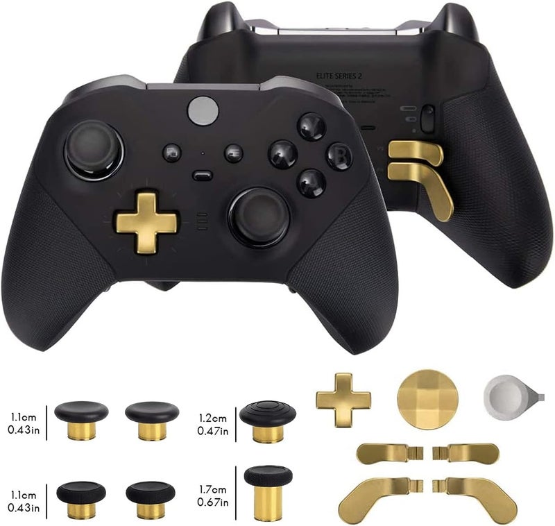 CometSouth 13 in 1 Metal Thumbsticks for Xbox One Elite Series 2, Elite Series 2 Controller Accessory Parts, Gaming Accessory Replacement, Metal Mod 6 Swap Joystick, 4 Paddles, 2 D-Pads, 1 Tool (Plating Gold) - Image 2