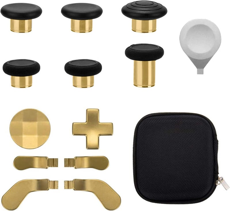 CometSouth 13 in 1 Metal Thumbsticks for Xbox One Elite Series 2, Elite Series 2 Controller Accessory Parts, Gaming Accessory Replacement, Metal Mod 6 Swap Joystick, 4 Paddles, 2 D-Pads, 1 Tool (Plating Gold) - Image 1