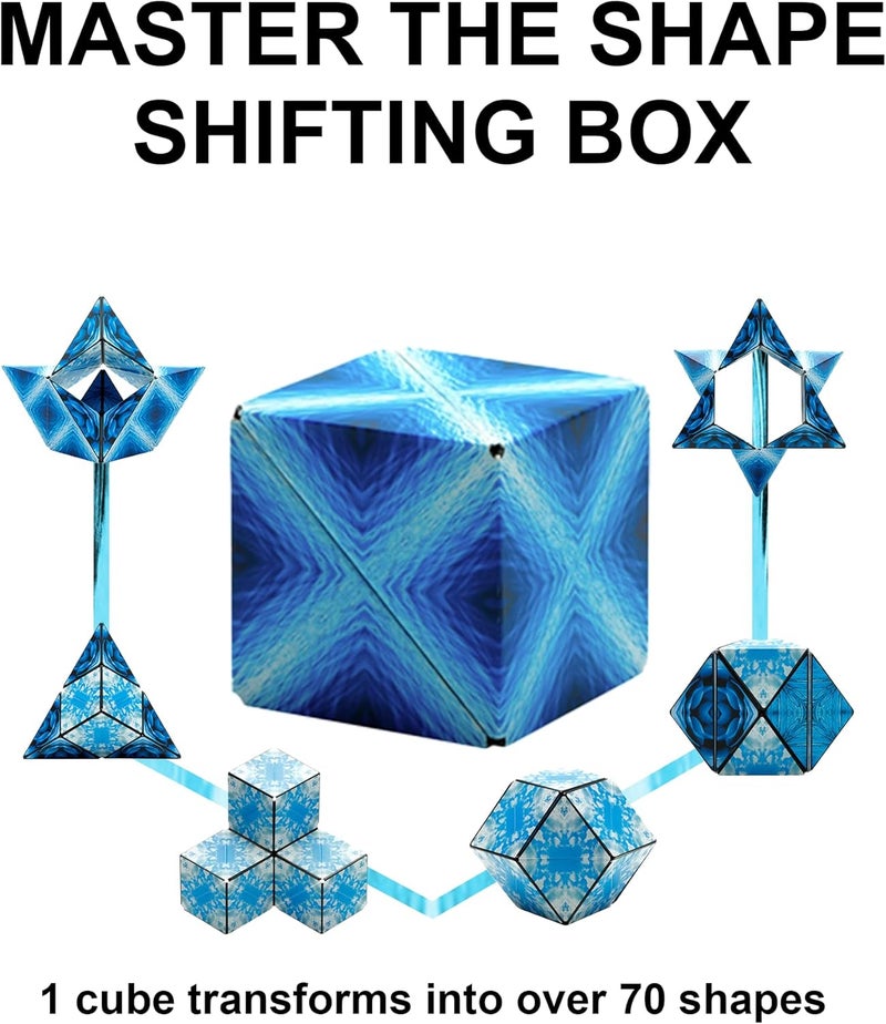 SHASHIBO Shape Shifting Box - Award-Winning Magnetic Puzzle Cube with 36 Rare Earth Magnets - Transforms Into Over 100 Shapes (Blue Planet) - Image 5