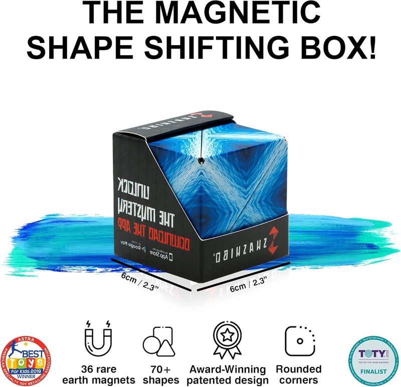 SHASHIBO Shape Shifting Box - Award-Winning Magnetic Puzzle Cube with 36 Rare Earth Magnets - Transforms Into Over 100 Shapes (Blue Planet) - Image 2
