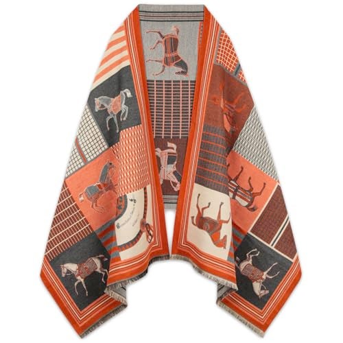 EXTREE Scarfs for Women Pashmina Silky Shawl Wrap for Evening Dressing Blanket Open Front Poncho Cape - Image 1