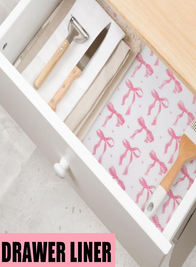Kathfly Pink Bow Shelf and Drawer Liner for Kitchen Cabinets Refrigerator Liner Non-Adhesive Waterproof Fridge Cupboard Mat for Home Kitchen Table Decoration Easy to Clean 12 x 118 Inch - Image 5