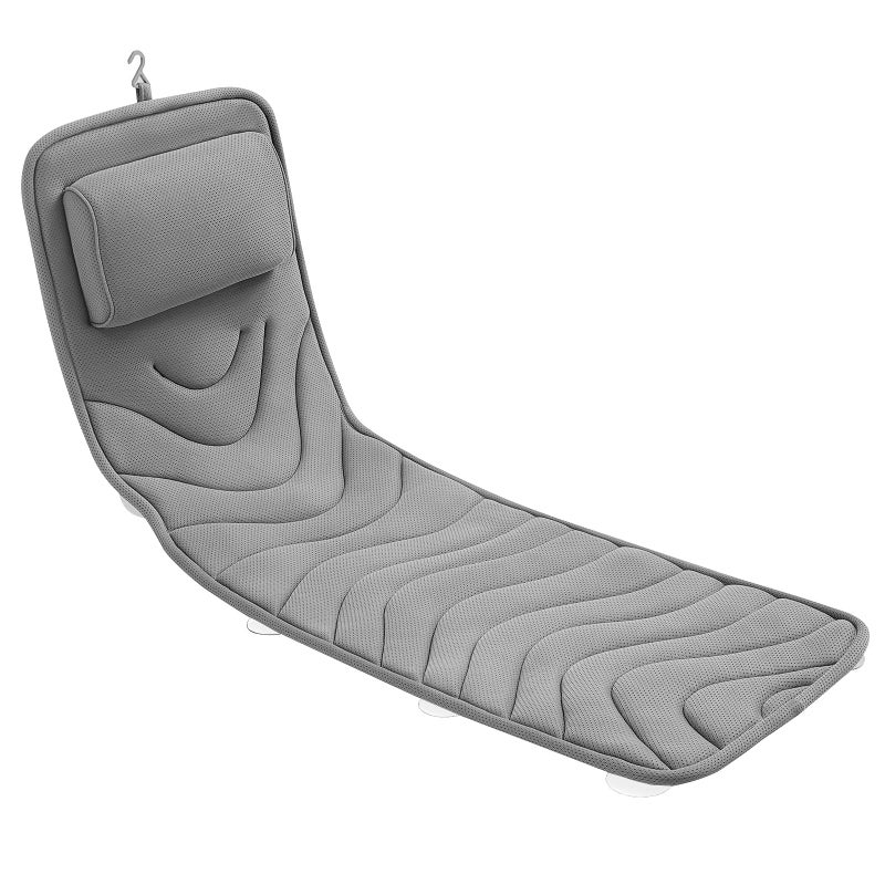 أيدل هيبو وسادة حمام كامل الجسم لحوض الاستحمام وسائد حمام غير انزلاق للحوض سبا وسادة حوض الاستحمام وسادة لسيارات رأس مسند رأس الكتف والراحة الظهر تدعم الاسترخاء سبا -50 × 15 "" (رمادي) - Image 1