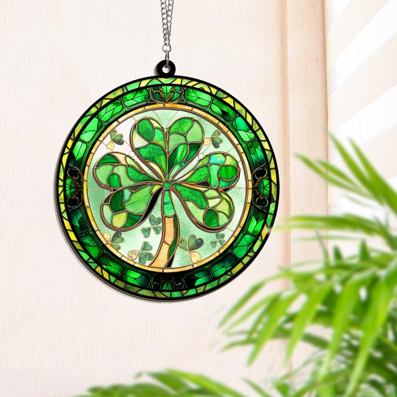 FLAGWIX St Patricks Day Decorations - Hanging Suncatcher 6 in, Shamrock St Patricks Day Decorations, Irish Suncatcher for Home Garden Decor - Irish Gifts for Women Men, Spiritual Gifts for Mom Grandma - Image 5