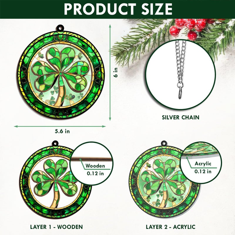 FLAGWIX St Patricks Day Decorations - Hanging Suncatcher 6 in, Shamrock St Patricks Day Decorations, Irish Suncatcher for Home Garden Decor - Irish Gifts for Women Men, Spiritual Gifts for Mom Grandma - Image 2